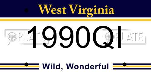 1990QI West Virginia License Plate