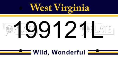 199121L West Virginia License Plate