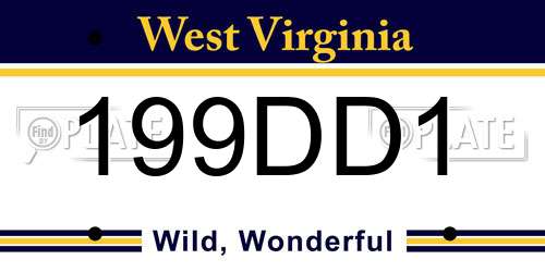 199DD1 West Virginia License Plate