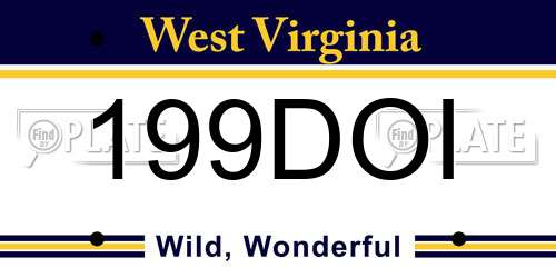 199DOI West Virginia License Plate