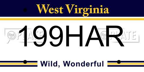 199HAR West Virginia License Plate