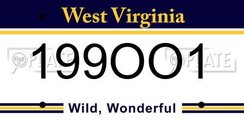 199OO1 West Virginia License Plate