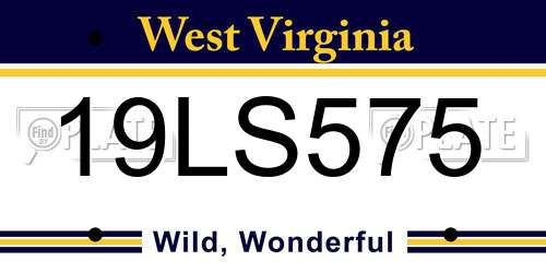 19LS575 West Virginia License Plate