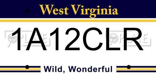 1A12CLR West Virginia License Plate
