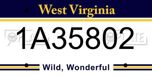1A35802 West Virginia License Plate