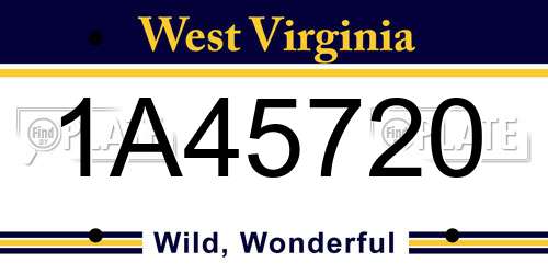 1A45720 West Virginia License Plate