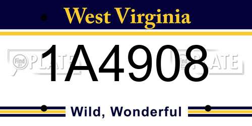 1A4908 West Virginia License Plate