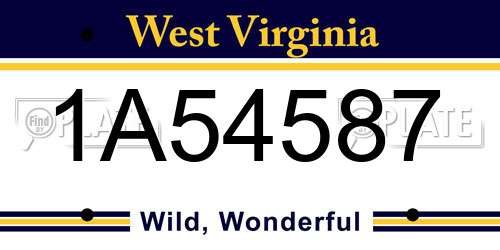 1A54587 West Virginia License Plate