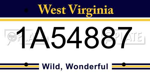 1A54887 West Virginia License Plate