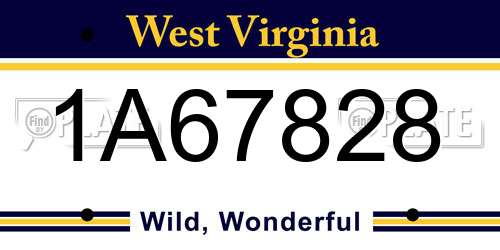 1A67828 West Virginia License Plate