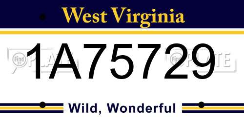 1A75729 West Virginia License Plate
