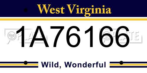 1A76166 West Virginia License Plate