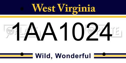 1AA1024 West Virginia License Plate