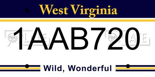 1AAB720 West Virginia License Plate