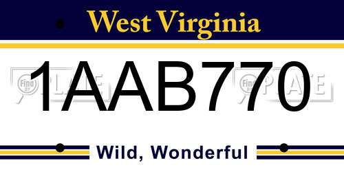 1AAB770 West Virginia License Plate