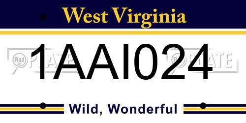 1AAI024 West Virginia License Plate