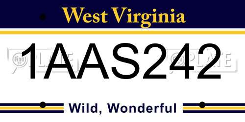 1AAS242 West Virginia License Plate