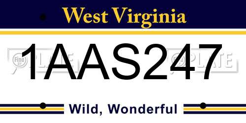 1AAS247 West Virginia License Plate