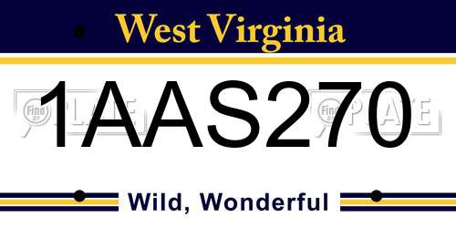 1AAS270 West Virginia License Plate