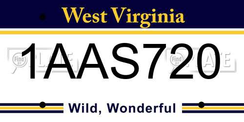 1AAS720 West Virginia License Plate