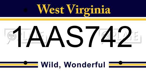 1AAS742 West Virginia License Plate
