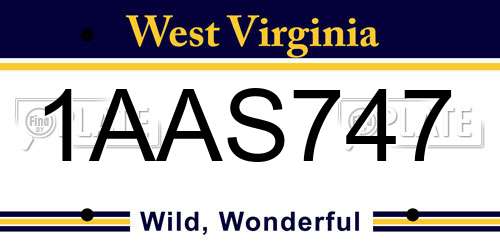 1AAS747 West Virginia License Plate
