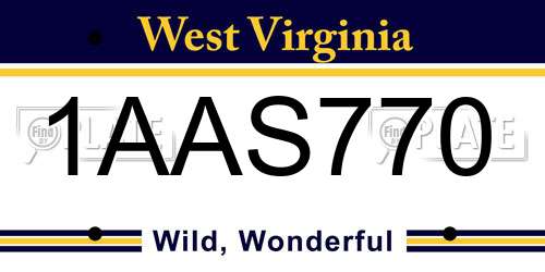 1AAS770 West Virginia License Plate