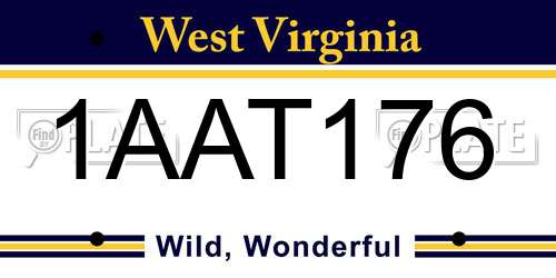 1AAT176 West Virginia License Plate
