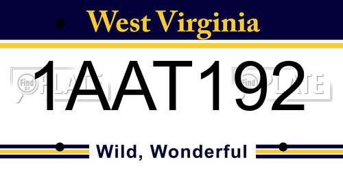 1AAT192 West Virginia License Plate