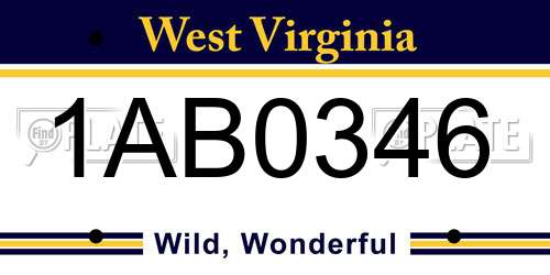 1AB0346 West Virginia License Plate