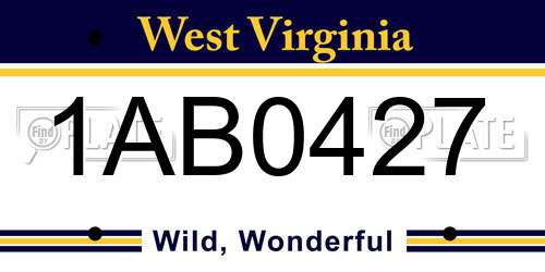1AB0427 West Virginia License Plate