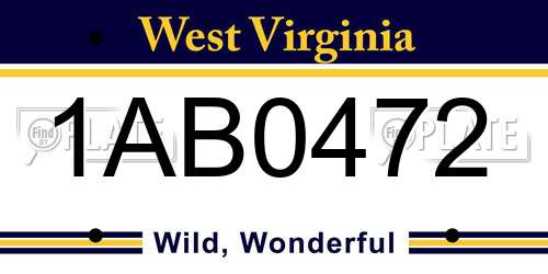 1AB0472 West Virginia License Plate