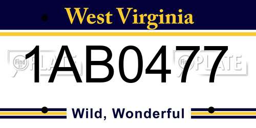 1AB0477 West Virginia License Plate
