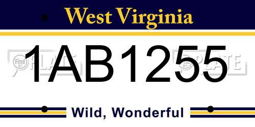 1AB1255 West Virginia License Plate