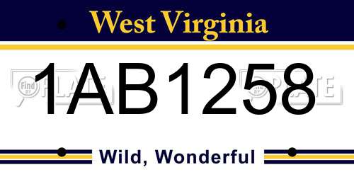 1AB1258 West Virginia License Plate