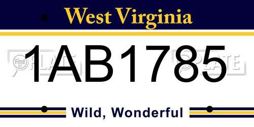 1AB1785 West Virginia License Plate
