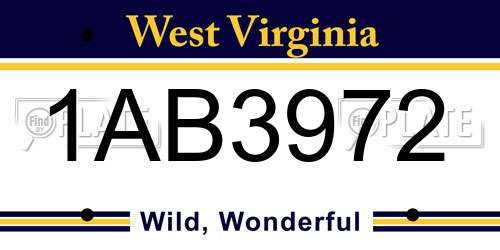 1AB3972 West Virginia License Plate