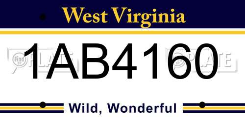 1AB4160 West Virginia License Plate
