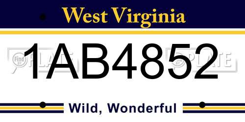 1AB4852 West Virginia License Plate