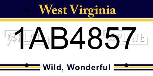 1AB4857 West Virginia License Plate