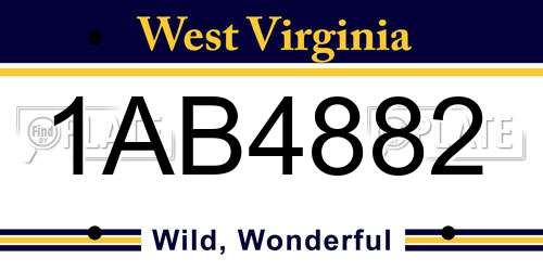 1AB4882 West Virginia License Plate