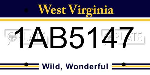 1AB5147 West Virginia License Plate