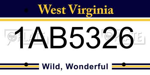 1AB5326 West Virginia License Plate