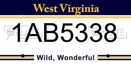 1AB5338 West Virginia License Plate