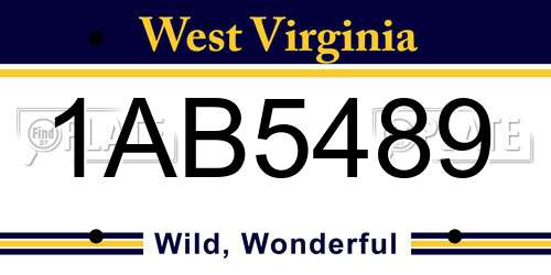 1AB5489 West Virginia License Plate