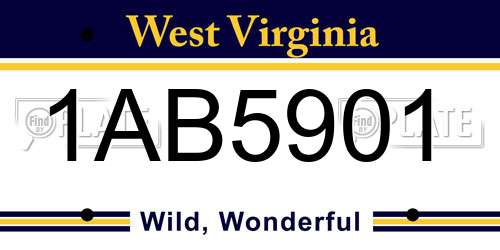 1AB5901 West Virginia License Plate