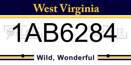 1AB6284 West Virginia License Plate