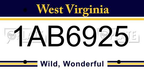 1AB6925 West Virginia License Plate
