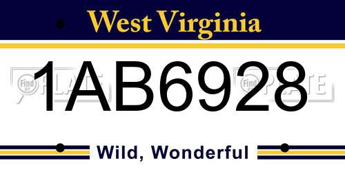 1AB6928 West Virginia License Plate