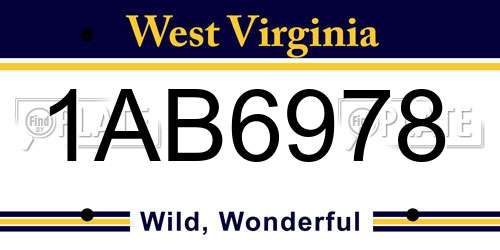 1AB6978 West Virginia License Plate